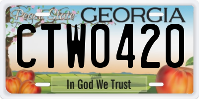 GA license plate CTW0420