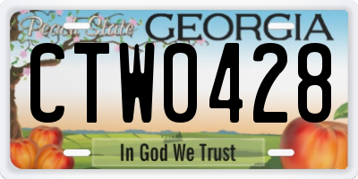 GA license plate CTW0428