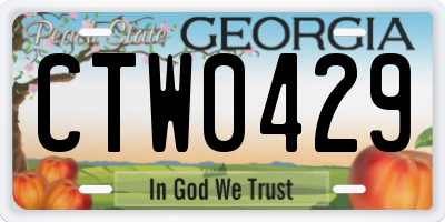 GA license plate CTW0429