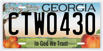 GA license plate CTW0430