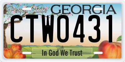 GA license plate CTW0431
