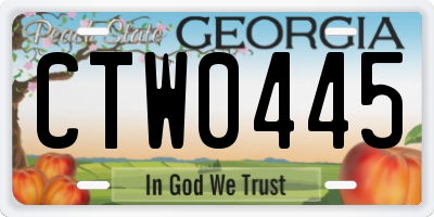GA license plate CTW0445