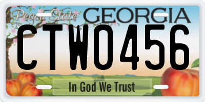 GA license plate CTW0456