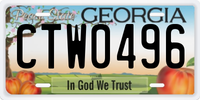 GA license plate CTW0496