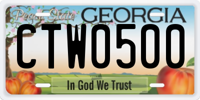 GA license plate CTW0500