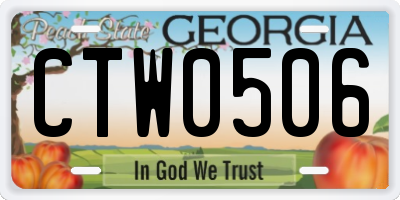GA license plate CTW0506