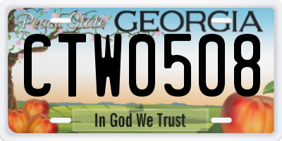 GA license plate CTW0508