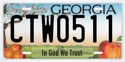 GA license plate CTW0511