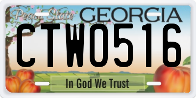 GA license plate CTW0516