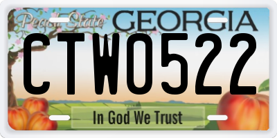 GA license plate CTW0522