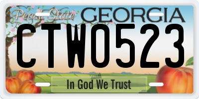 GA license plate CTW0523