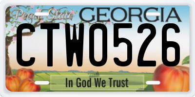 GA license plate CTW0526
