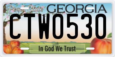 GA license plate CTW0530