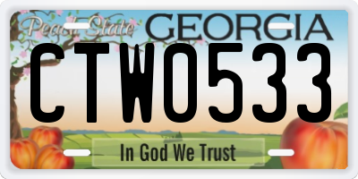 GA license plate CTW0533
