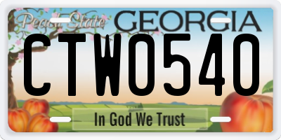 GA license plate CTW0540