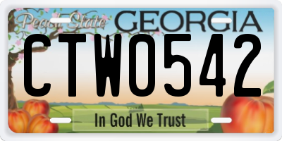 GA license plate CTW0542