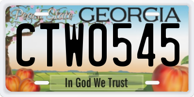 GA license plate CTW0545