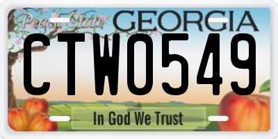 GA license plate CTW0549