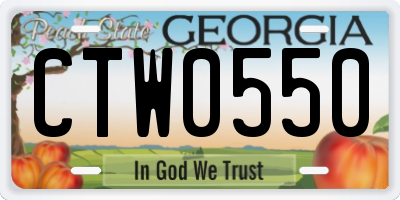 GA license plate CTW0550