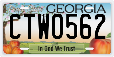 GA license plate CTW0562