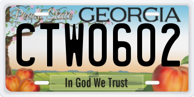 GA license plate CTW0602