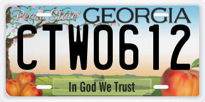 GA license plate CTW0612