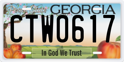 GA license plate CTW0617