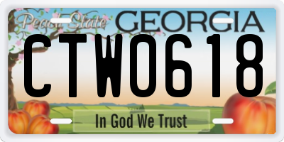 GA license plate CTW0618