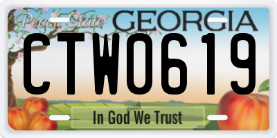 GA license plate CTW0619