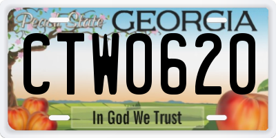 GA license plate CTW0620