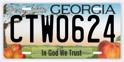 GA license plate CTW0624