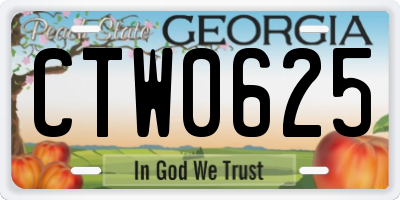 GA license plate CTW0625