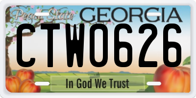 GA license plate CTW0626