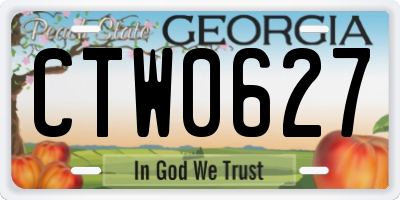 GA license plate CTW0627