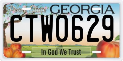 GA license plate CTW0629