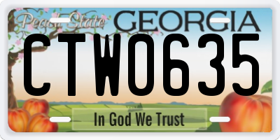 GA license plate CTW0635