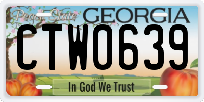 GA license plate CTW0639