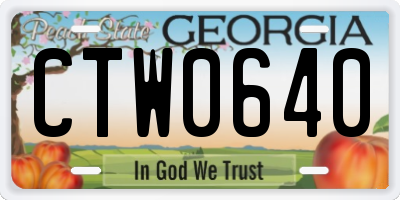 GA license plate CTW0640