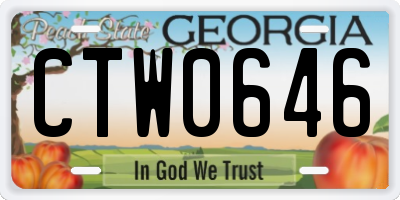 GA license plate CTW0646