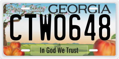 GA license plate CTW0648