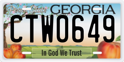 GA license plate CTW0649