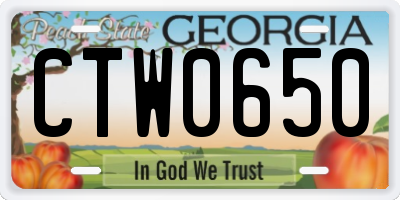 GA license plate CTW0650