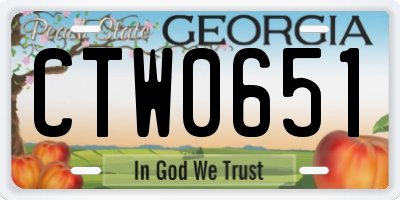 GA license plate CTW0651