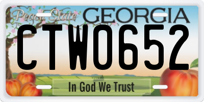 GA license plate CTW0652