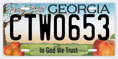 GA license plate CTW0653