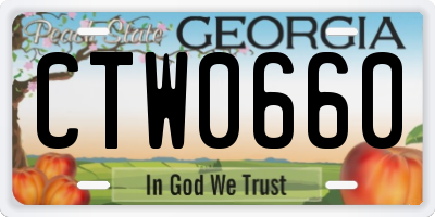 GA license plate CTW0660