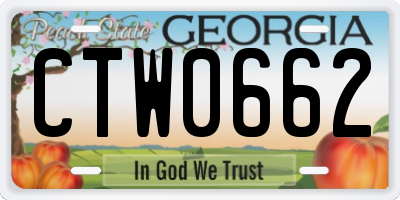 GA license plate CTW0662