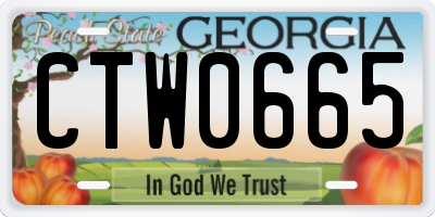 GA license plate CTW0665