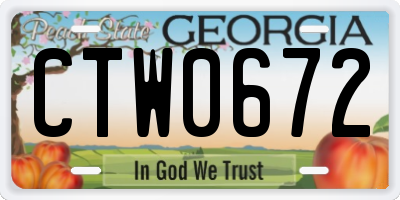 GA license plate CTW0672