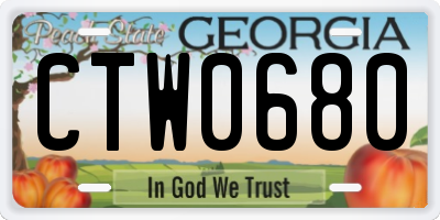 GA license plate CTW0680